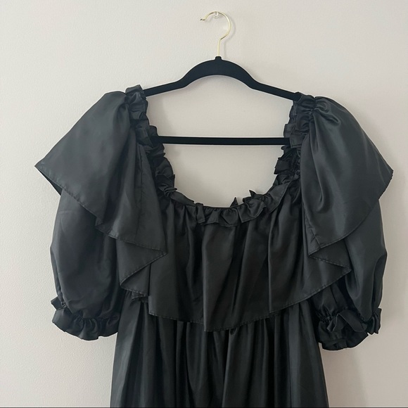LoveShackFancy Tara Ruffle Maxi Black Off-Shoulder Dress - Picture 9 of 13